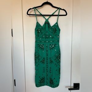 Green Free People mini dress with sequins